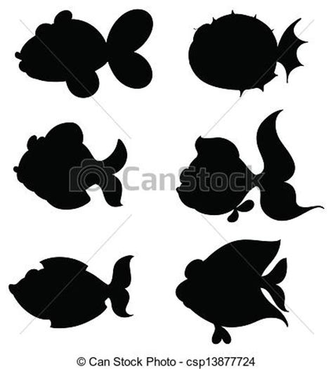Ilustraciones de Vectores de peces, siluetas ...