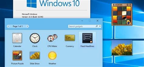 Image Gallery install windows 10 desktop gadgets