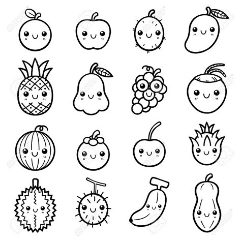 Image result for dibujos frutas kawaii para pintar ...