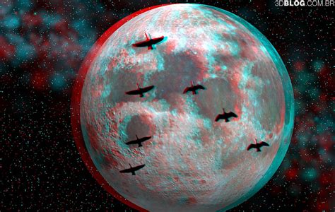 Imagem da Lua em 3D anaglifo | 3D Blog