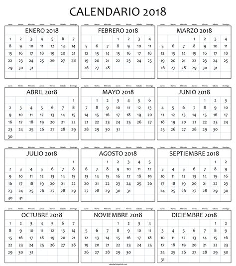 Imagen de Calendario 2018 | Plantilla de calendario 2018 ...