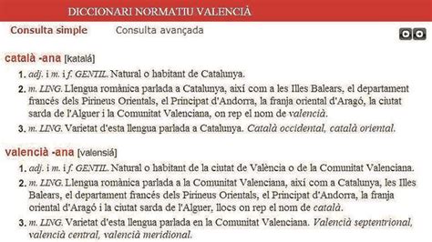 Imagen de las definiciones de cataln y valenciano en el ...