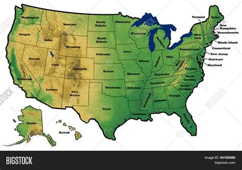 Imagen y foto Mapa Físico De Estados Unidos | Bigstock