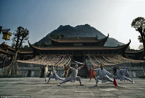 Images show Western Shaolin monks practising kung fu at ...