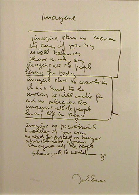 Imagine lyric Artwork By John Lennon   Buy Art on Artplode