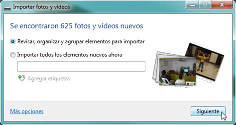 Importar fotos con Galería de Fotos de Windows Live