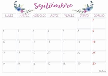 Imprimible: Calendario septiembre 2018   Paperblog