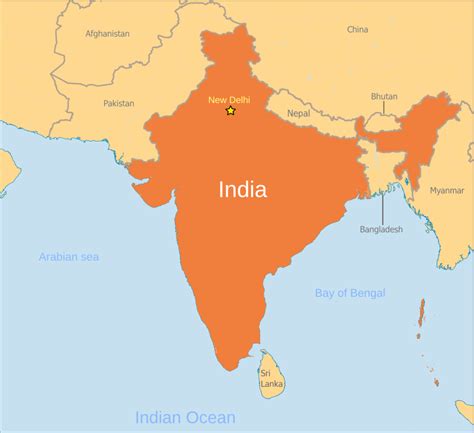 India map location label   /geography/Country_Maps/I/India ...