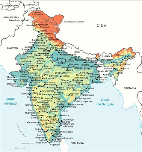 India Mappa Fisica