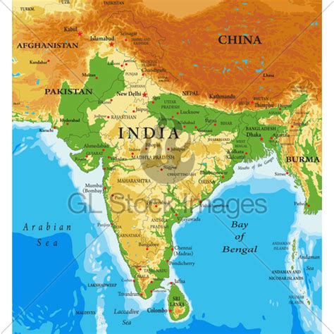 India Relief Map · GL Stock Images