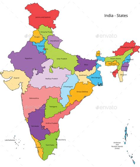 India States Map and Outline by vzan2012 | GraphicRiver