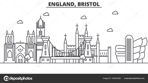 Inglaterra, Ilustración de Bristol arquitectura línea ...