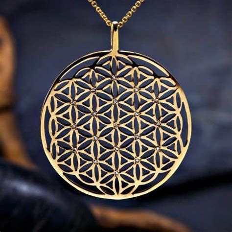 Inlaid Flower of Life Pendant Gold  SOL Pattern