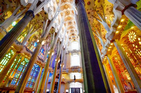 Inside La Sagrada Familia in Barcelona, Spain   so bright ...