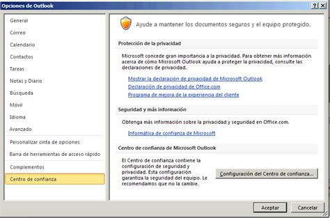 Instalar el certificado digital en Microsoft Outlook 2010