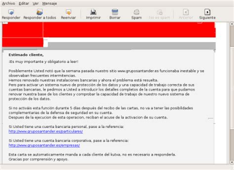 Intento de phishing a clientes del Banco Santander