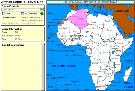 Interactive map of Africa Capitals of Africa. Beginner ...