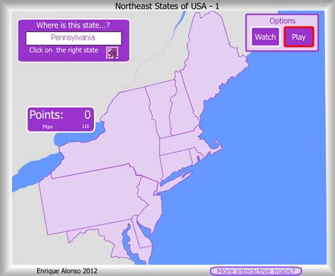 Interactive map of the USA Northeast States of the USA ...