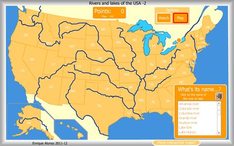 Interactive map of the USA Rivers and lakes of the USA ...
