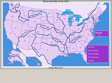 Interactive map of the USA Rivers and lakes of the USA ...