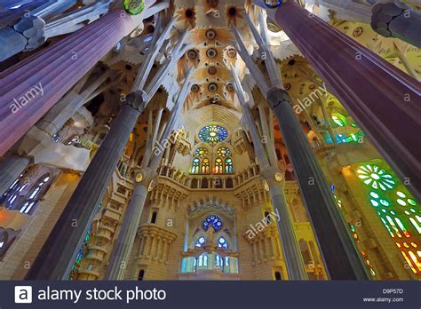 Interior of the Basilica de la Sagrada Familia cathedral ...