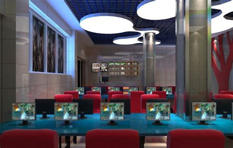 Internet cafes lighting design rendering | bus. stab ...