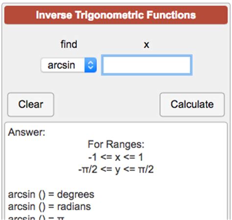 Inverse Trigonometric Functions Calculator