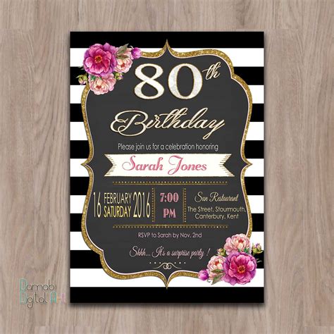 invitaciones de cumpleaños 80 años 80 invitaciones de fiesta