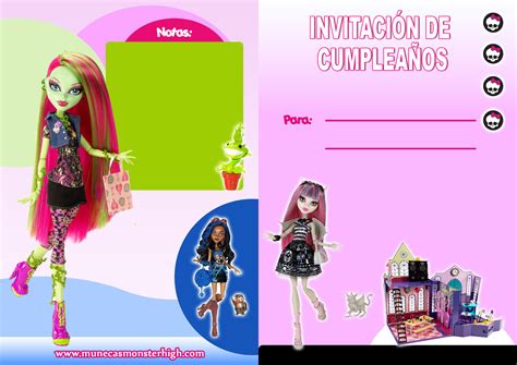 Invitaciones de cumpleaños para imprimir de Monster High