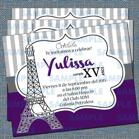 Invitaciones De Xv Años invitaciones París torre Eiffel ...