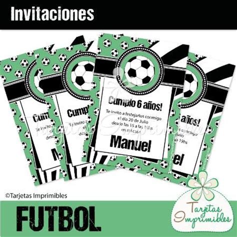 Invitaciones II FUTBOL Blanco y negro   Tarjetas ...