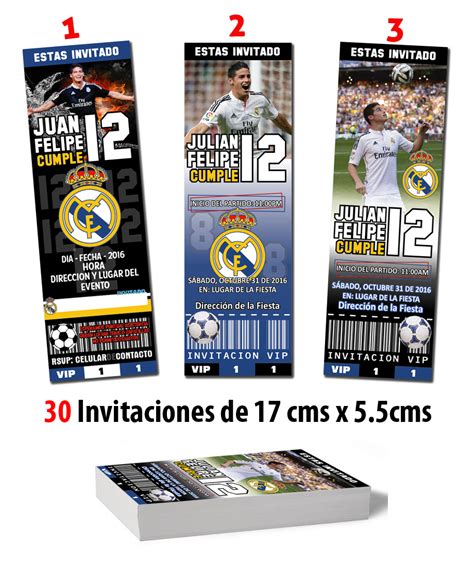 Invitaciones Impresas Cumpleaños Real Madrid James ...