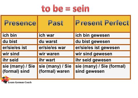 Irregular verb conjugation of sein