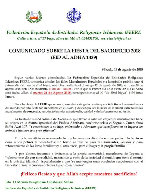 ISLAM EN MURCIA: La Fiesta del Cordero 2018 será el martes ...