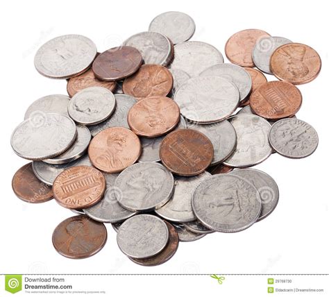 Isolated US Coins Pile Stock Photo   Image: 29768730
