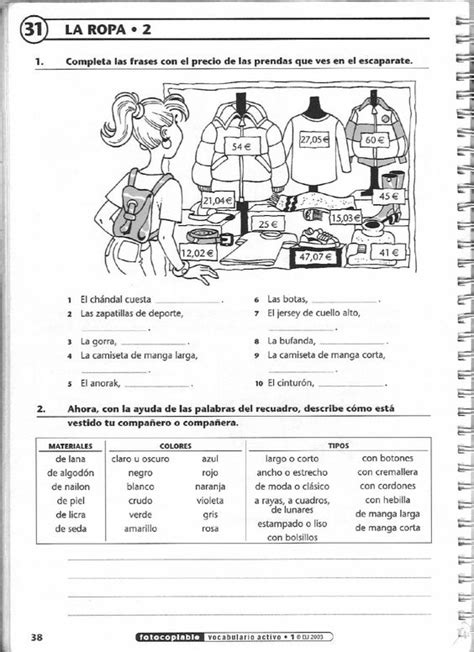 ISSUU   Vocabulario activo 1. Fichas con ejercicios ...