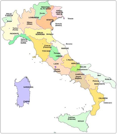 Itália Mapa Províncias