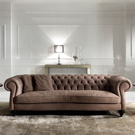 Italian Leather Modern Chesterfield Sofa