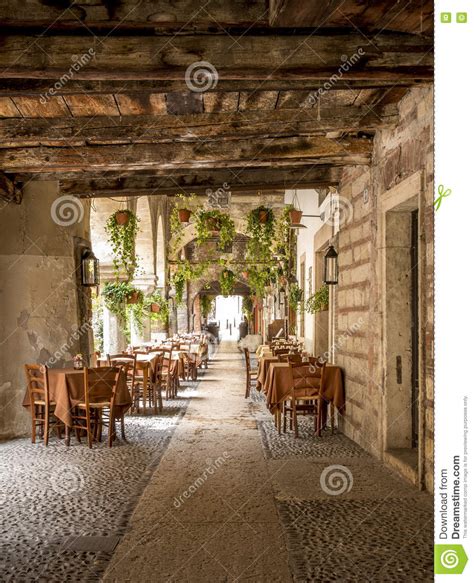 Italian Outdoor Restaurant In Verona City, Italy Stock ...