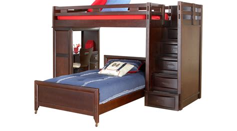 Ivy League Cherry Twin/Twin Step Loft Bunk with Desk ...