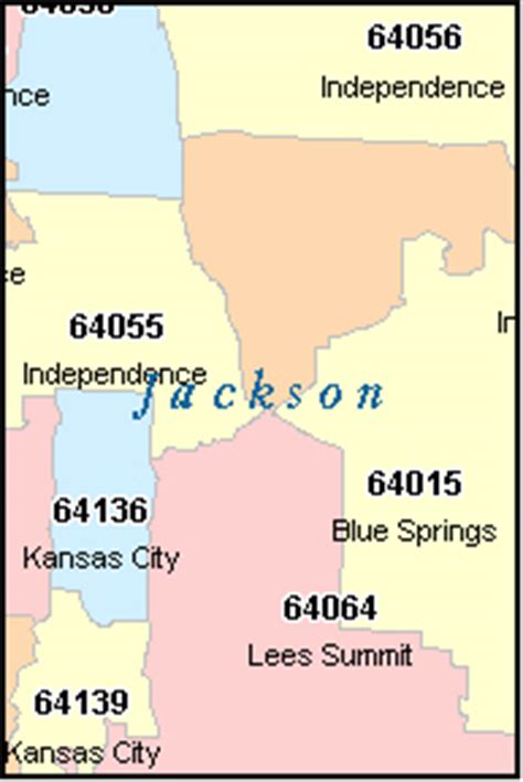 JACKSON County, Missouri Digital ZIP Code Map