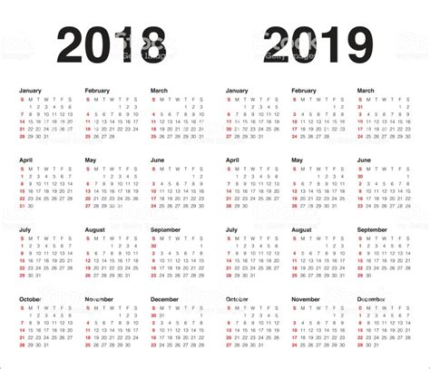 Jahr 2018 2019 Kalender Vektor Stock Vektor Art und mehr ...