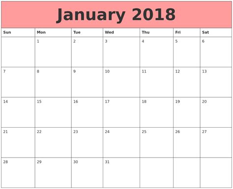 January 2018 Calendar Printable   Holidays, PDF, Word ...