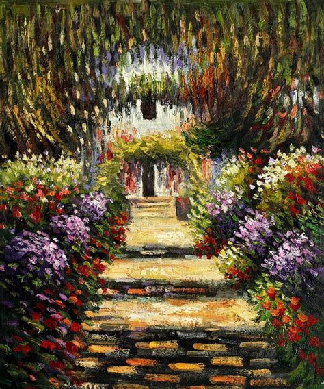 Jardin chemin à Giverny Claude Monet peinture à l huile ...