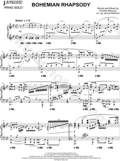 Jarrod Radnich  Bohemian Rhapsody  Sheet Music  Piano Solo ...