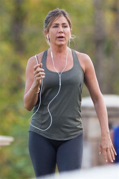 Jennifer Aniston works up a sweat as she jogs on set of ...