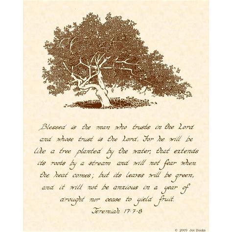 JEREMIAH 17:7 8 8 X 10 Handwritten Calligraphy Art Print
