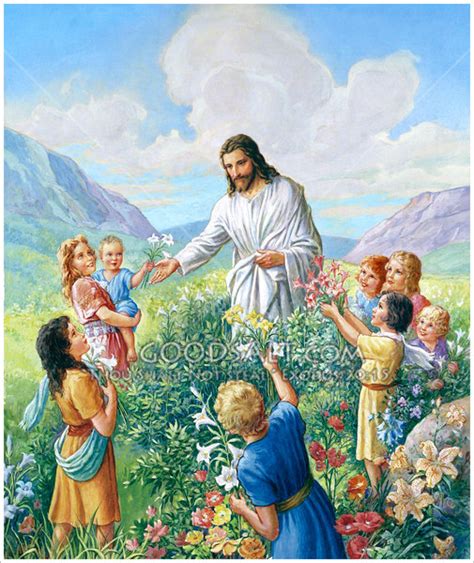 Jesus and the Children Among Lilies