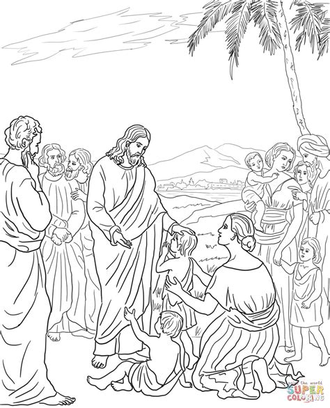 Jesus With Little Children Coloring Page   Coloring Home