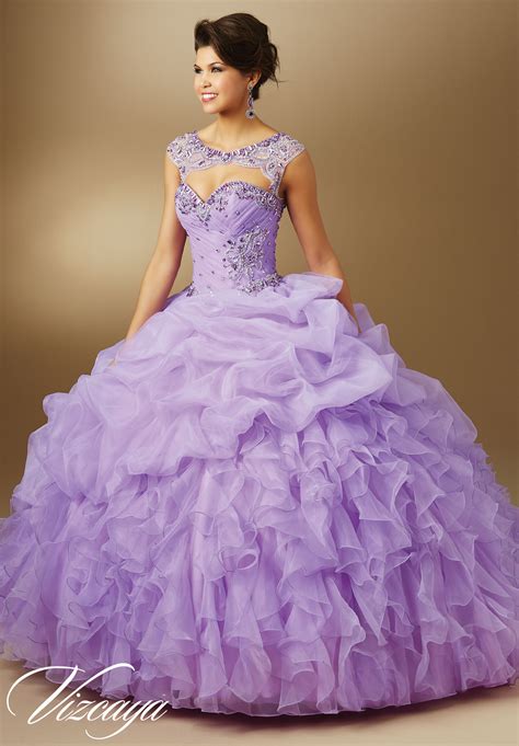 Jeweled Beading on Organza Quinceanera Dress | Style 89048 ...